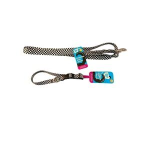 Play On! Collar and Leash Set Dog XS Black White NEW Checkered Pattern‎